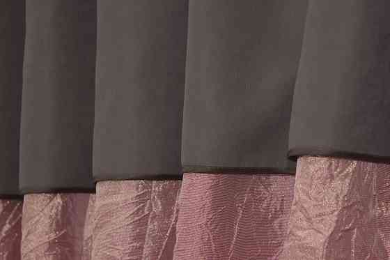 Кухонные шторы VR-Textil № 073к с ламбрекеном и подхватами розово-золотистый с какао 280х170 см (52-0366) Киев