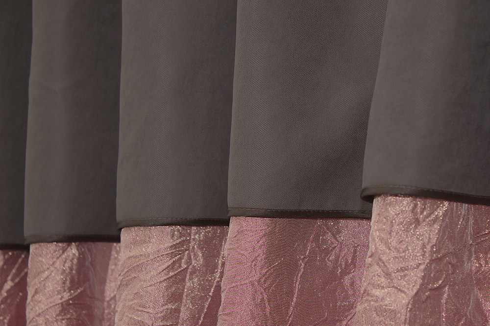 Кухонные шторы VR-Textil № 073к с ламбрекеном и подхватами розово-золотистый с какао 280х170 см (52-0366) Киев - изображение 4