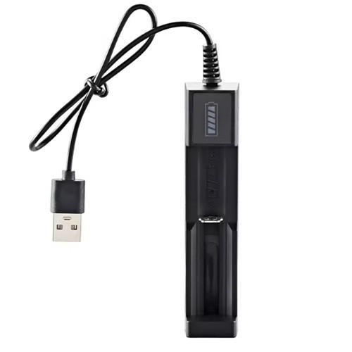 Зарядное устройство USB черное для аккумуляторов 18650, CR123A и других литий-ионных элементов питания Киев - изображение 4