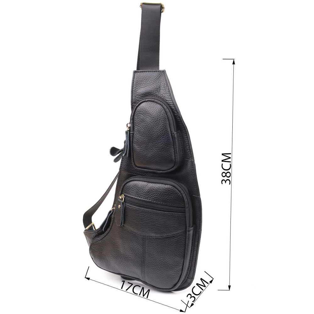 Сумка для чоловіків з великою кількістю кишень із натуральної шкіри Vintage 22957 Чорний Київ - фото 3