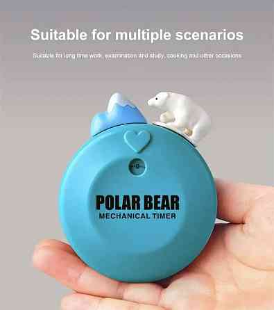 Таймер механічний для кухні, зворотній відлік, "Полярний медведик та айсберг",на магніті на задній частині виробу, синій Київ