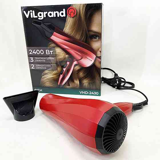 Электрический фен для волос с диффузором Vilgrand VHD-2430 2400 Вт, Мощный фен для волос AE-84 Львов