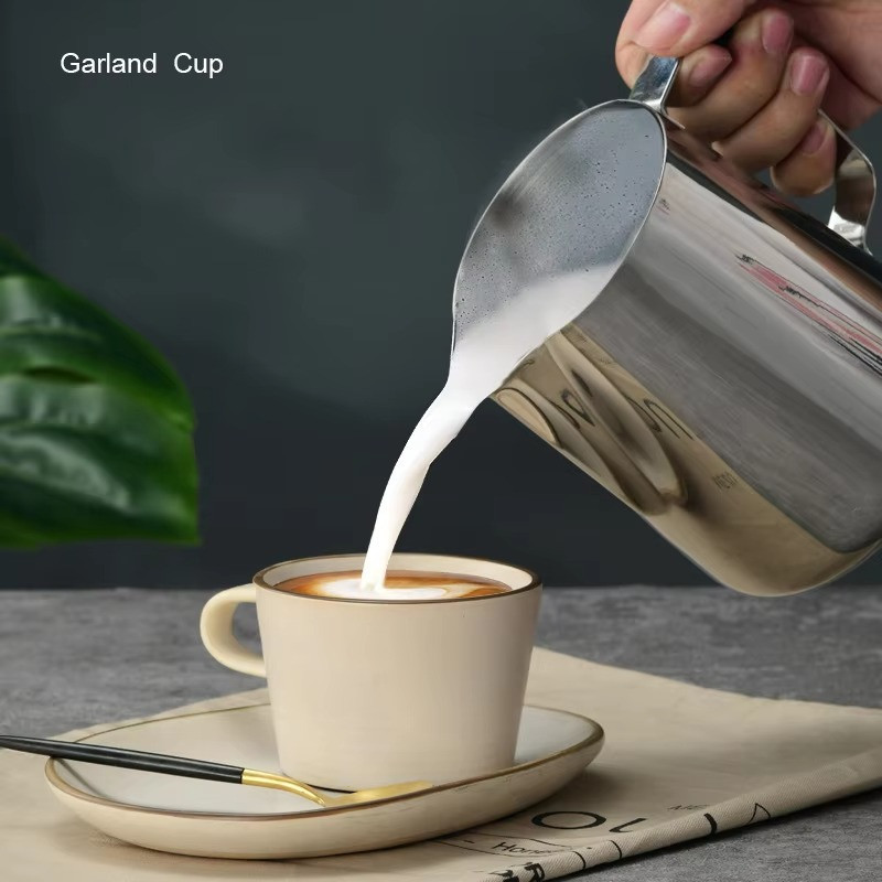 Молочник для спінювання молока пітчер з нержавіючої сталі, 1000 мл, піноутворювач для еспресо-капучино, латте Кам'янець-Подільський - фото 5