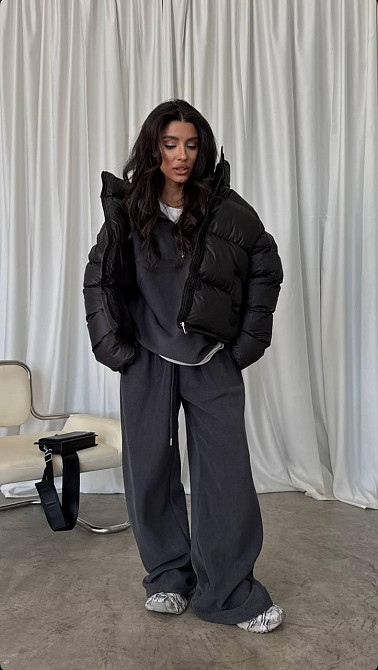 Жіночий теплий костюм-двійка: кофта та штани з турецького двостороннього флісу Графіт, 42/44 Одеса - фото 4