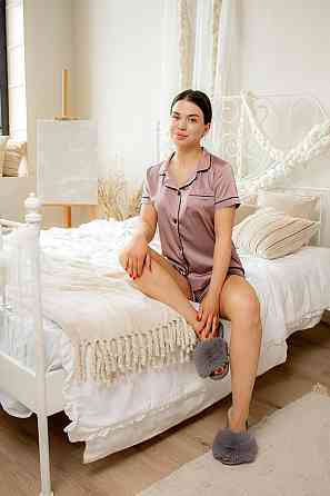 Піжама жіноча з шортами шовкова Мокко ч/к L Харків