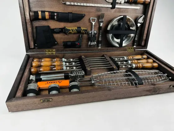 Набори шампурів, Набір шампурів у кейсі "Grill Master Кізляр" Шампури, вертіла Тернопіль