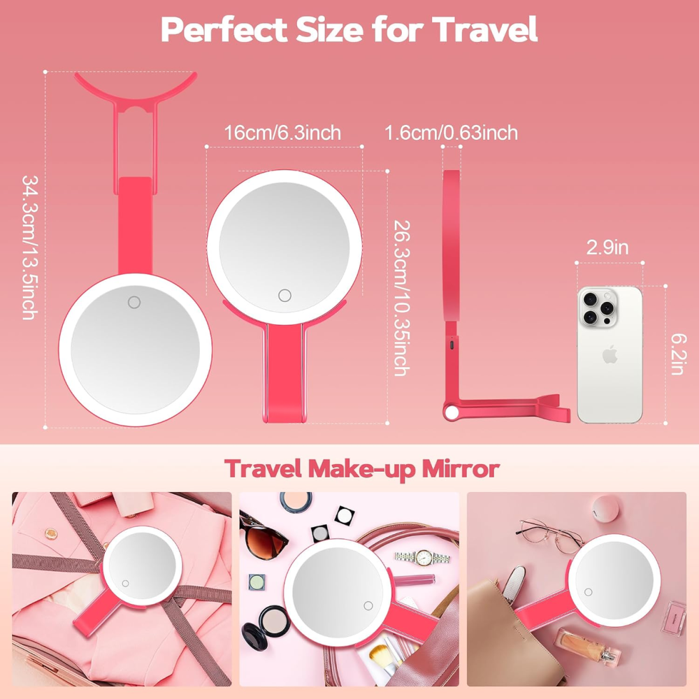 Дзеркало для макіяжу B Beauty Planet 30X/1X, 56 LED, 3 режими світла, акумулятор 1500 мАг, Type-C, складне, біле Київ - фото 6