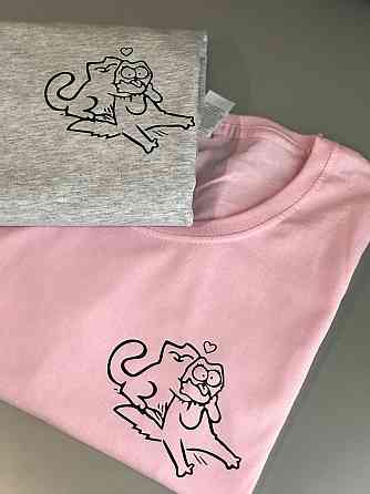 Парні футболки для хлопця та дівчини з принтом — Котики Чернівці