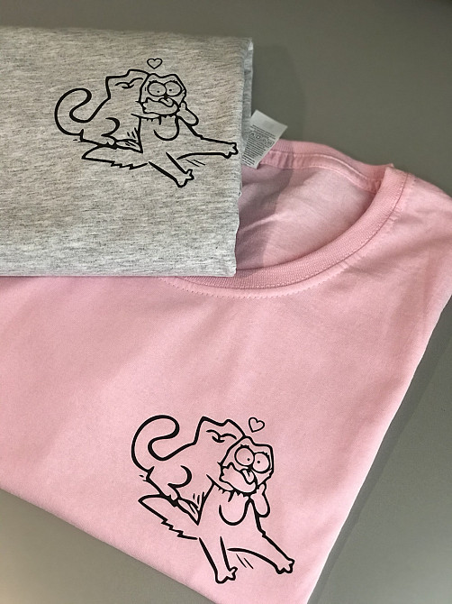 Парні футболки для хлопця та дівчини з принтом — Котики Чернівці - фото 2