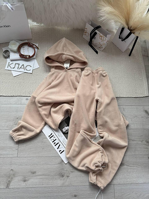 Женский стильный теплый костюм двойка Двухсторонний Флис Бежевий, 46/48 Одесса - изображение 2