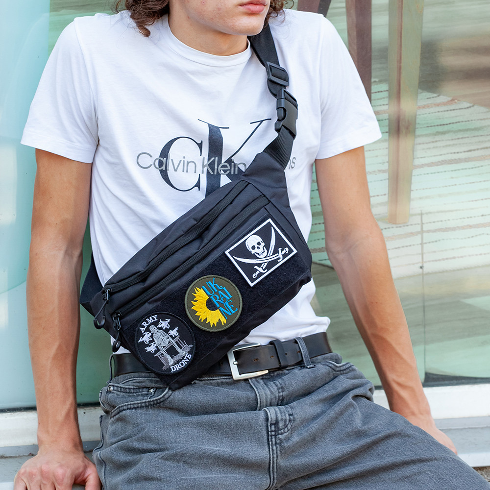 Мужская повседневная наплечная бананка, Стильная поясная сумка для города, Удобная черная бананка YW-75 Ивано-Франковск - изображение 4