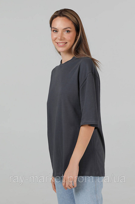 Футболка оверсайз RAY OVERSIZE жіноча темно-сіра (U0104W-Dark Grey) Київ - фото 3