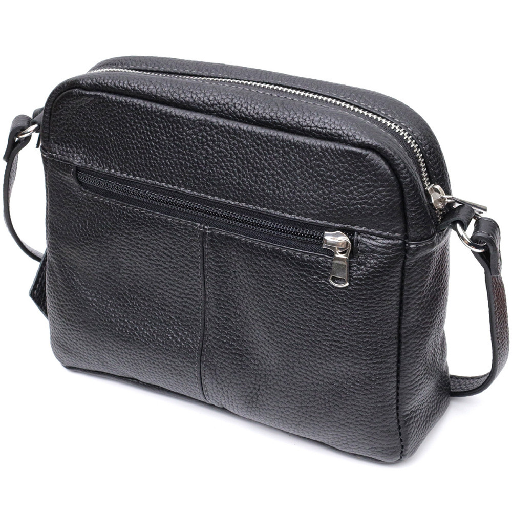 Зручна сумка жіноча крос-боді з натуральної шкіри GRANDE PELLE 11651 Чорна Київ - фото 2