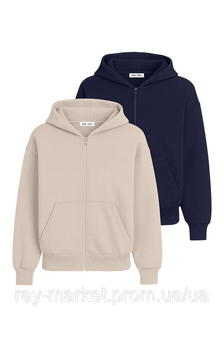 Набір жіночий худі базове 2шт RAY PREMIUM LOOSE комбінований Бежевий/Темно-синій (U0409W-Cream-Navy Blue) XXL Київ - фото 1