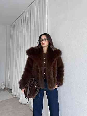 Женская стильная короткая шуба с большим воротником искусственный мех Шоколад, 46 Одесса