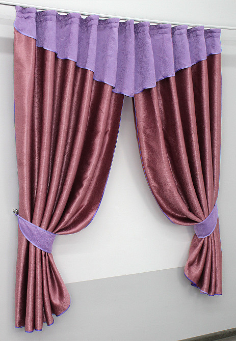 Шторки (270х170см) с ламбрекеном и подхватами цвет малиновый с фиолетовым 00к 59-232 Киев - изображение 2