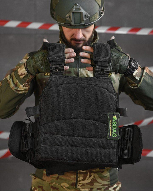 Тактическая плитоноска с четырьмя  точками быстрого сброса  Asdag  black  ВТ6796 Одесса - изображение 10