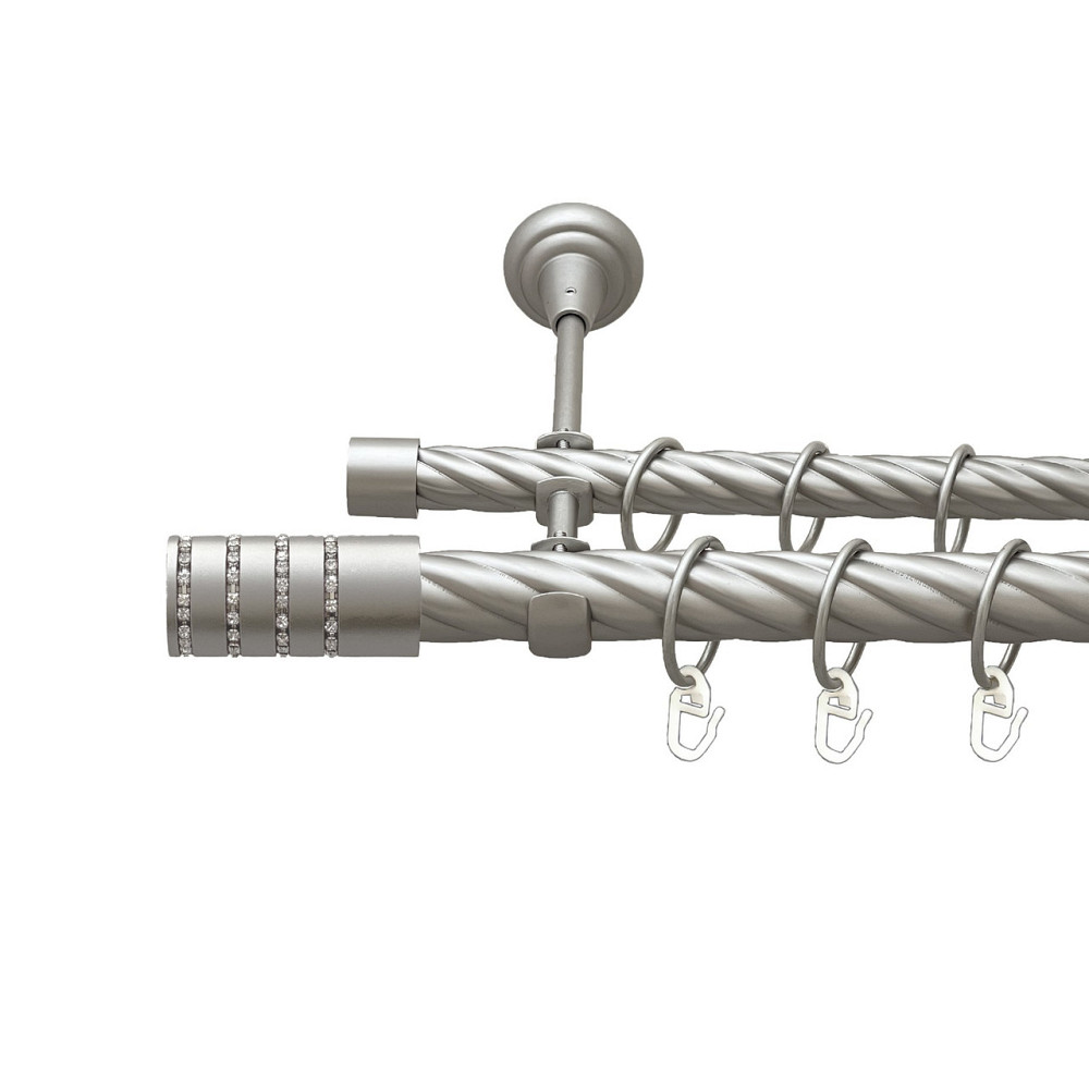 Карниз Orvit Барамелла металевий дворядний відкритий скручена труба кільце металеве Сатин 25\19 мм 200 см Львов - изображение 1