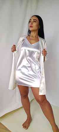 Набір нічна сорочка з халатом Білий L Харків