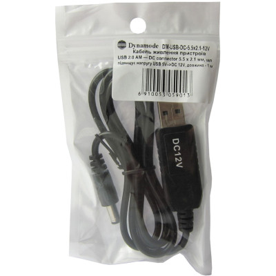 Кабель живлення USB to DC 5.5x2.1mm 12V 1.0m Dynamode (DM-USB-DC-5.5x2.1-12V) Вінниця - фото 8