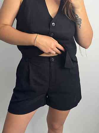 Лляний костюм-трійка в класичному стилі Чорний M-L Харків