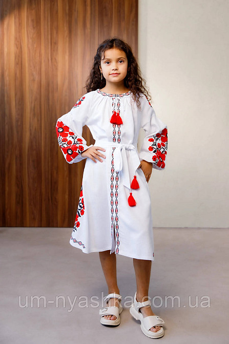 Дитяче вишите плаття натуральне полотно "Квіти Праги" р.134-164 Кривий Ріг - фото 6