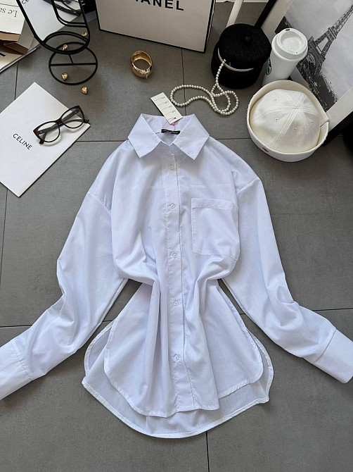 Женская базовая рубашка на пуговицах из хлопка Белый, 42/44 Одесса - изображение 1