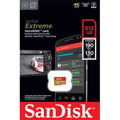 Карта пам&apos;яті SanDisk 512GB microSD class 10 UHS-I U3 V30 Extreme (SDSQXAV-512G-GN6MN) Вінниця