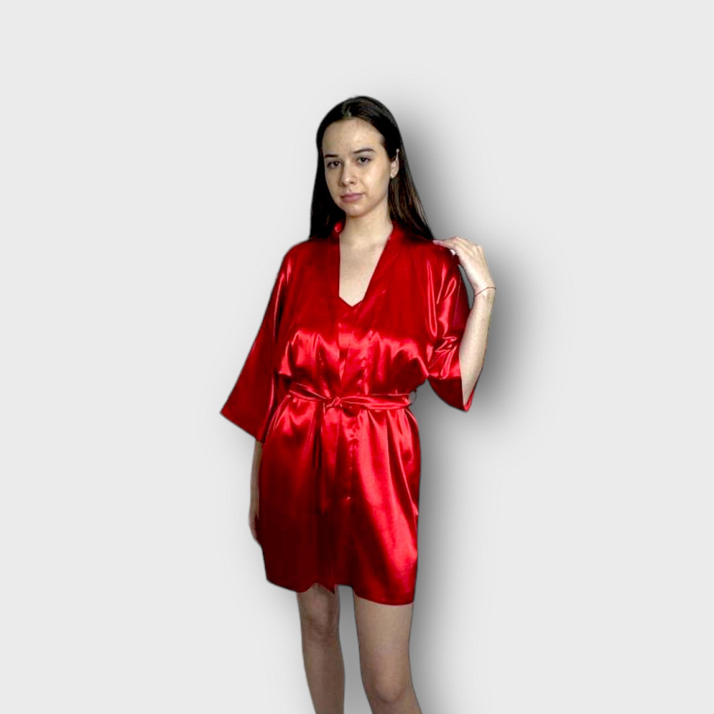 Комплект ночная рубашка с халатом Красный 3XL Харьков - изображение 4