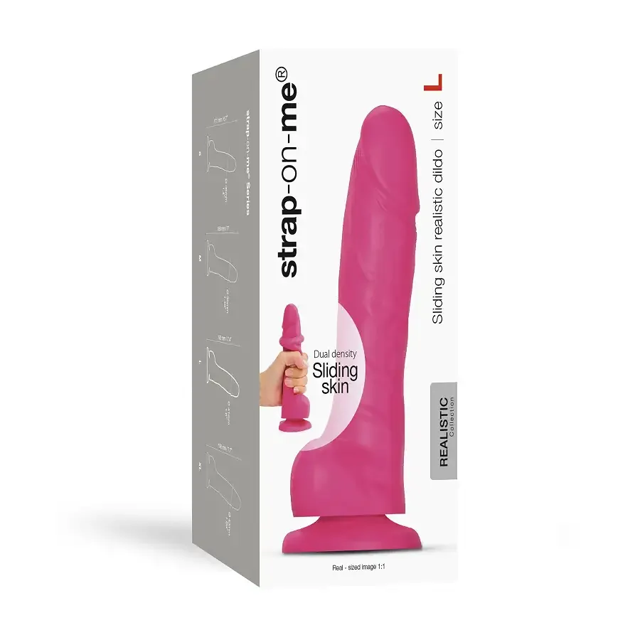 Реалістичний фалоімітатор Strap-On-Me Sliding Skin Realistic Dildo Fuchsia - L, ефект рухливої шкіри Львів - фото 7