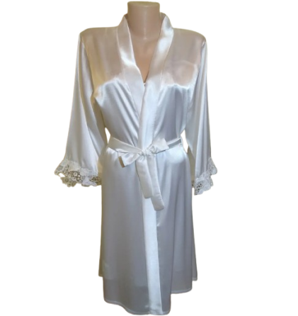 Пеньюар атласний з мереживними вставками Jasmin (Білий) XL Вінниця