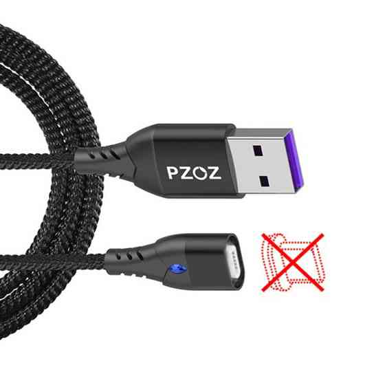 Магнитный кабель для зарядки PZOZ 5A без наконечника (Черный, 1м) Николаев