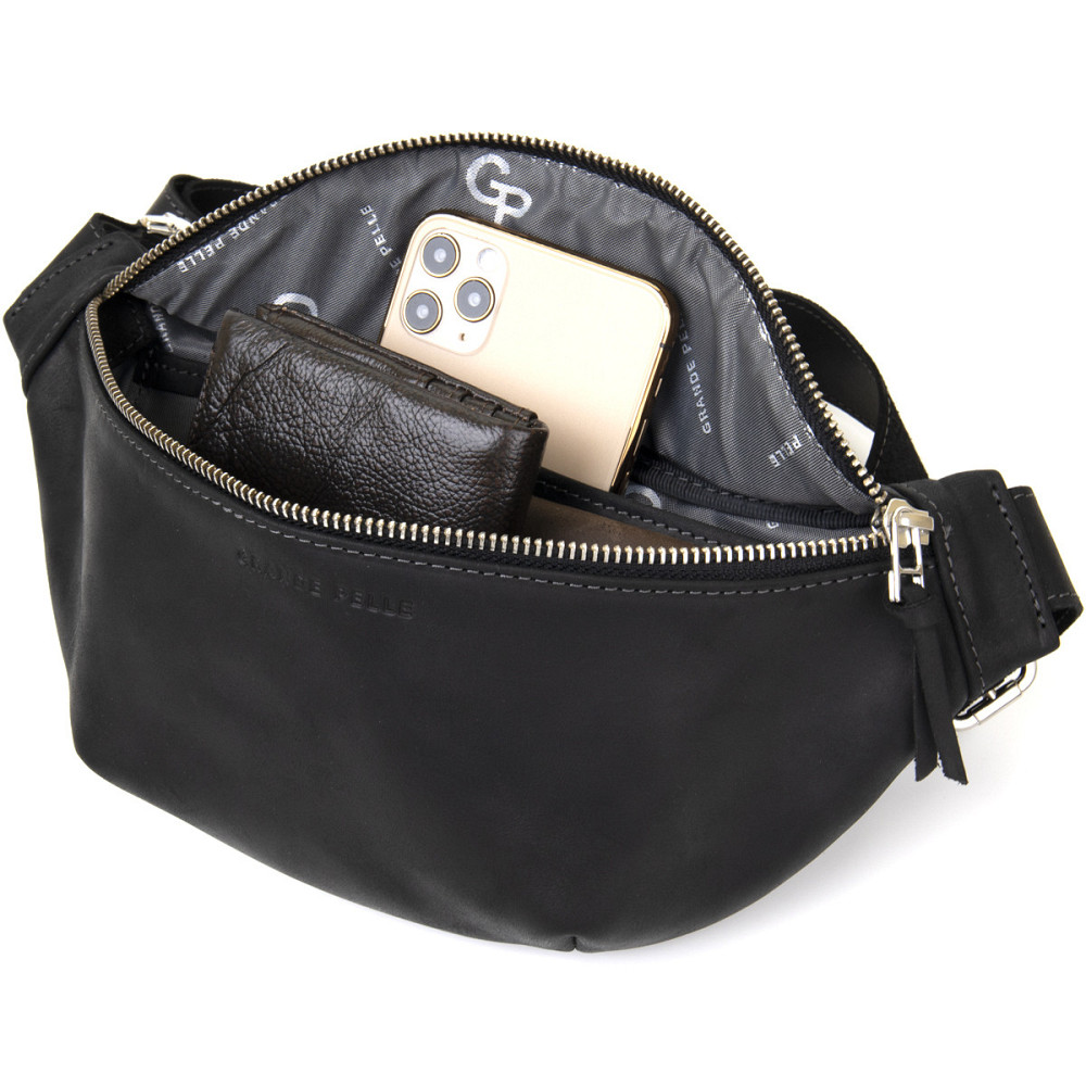 Бананка поясная унисекс винтажная Черная (GRANDE PELLE) Киев - изображение 9