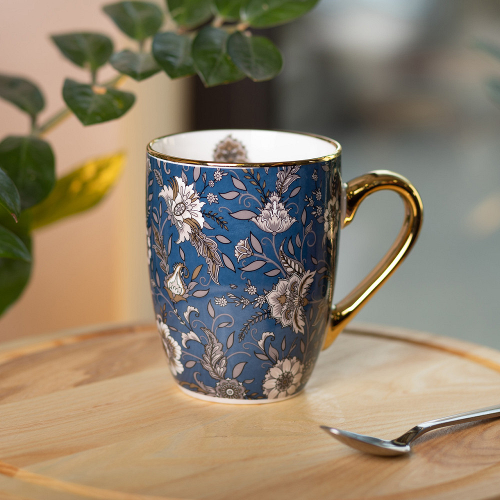 порцелянова чашка 400 мл із золотим обідком і золотою ручкою Синя RX-N240665BL Коломыя - изображение 5