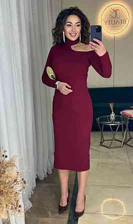 Женское облегающее платье с привлекательным разрезом плотный рубчик резинка Марсал, 54/56 Одесса