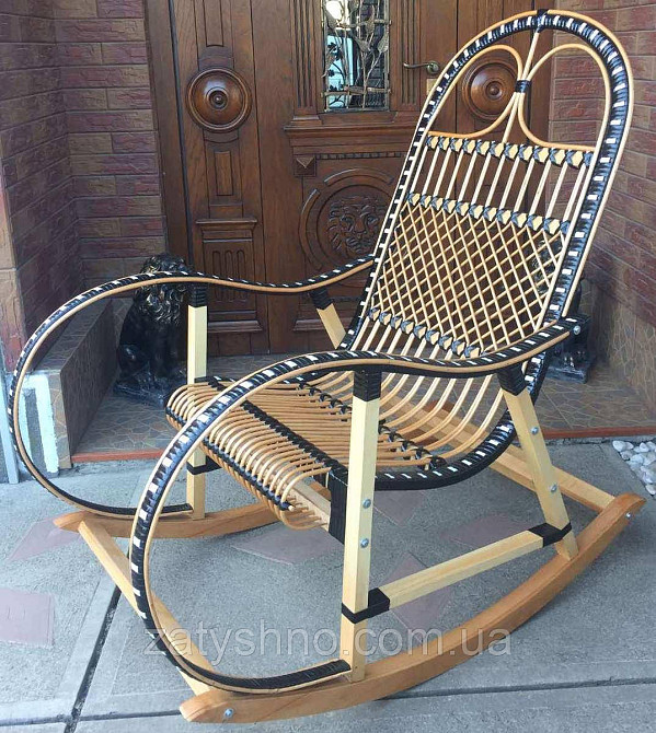 Качалка крісло ротангове | крісло-гойдалка з ротанга | крісло гойдалка плетена з підставкою Київ - фото 8