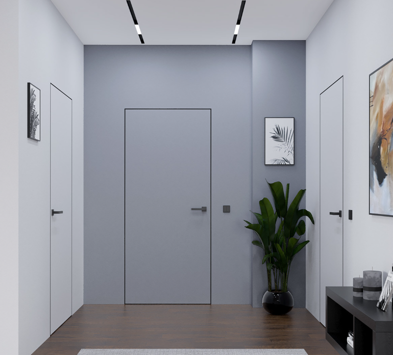 Межкомнатные двери скрытого монтажа Abwehr Smart Invisible Inside Кромка черная 720х2005 мм Киев - изображение 1