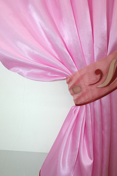 Кухонный комплект VR-Textil № 085к шторки с ламбрекеном розовый с бордовым 270х170 см (52-0494) Киев - изображение 3