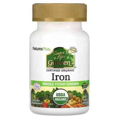 Минералы Natures Plus Железо, 18 мг, Source of Life Garden, Iron, 30 вегетарианских капсул (NAP-30736) Винница