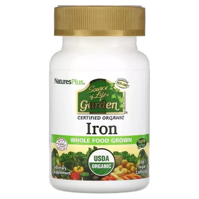 Мінерали Natures Plus Залізо, 18 мг, Source of Life Garden, Iron, 30 вегетаріанських капсул (NAP-30736) Вінниця - фото 1