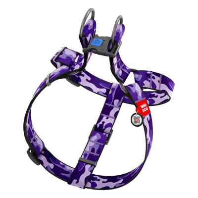 Шлея для собак WAUDOG Nylon з QR паспортом "Фіолетовий камо" пластиковий фастекс XL (324-0003) Вінниця