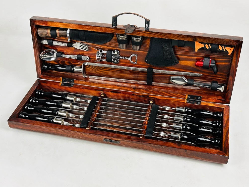 Подарунковий набір шампурів у дерев'яному кейсі ГРИЛЬ LUX HAPPY DAYS Тернопіль - фото 2