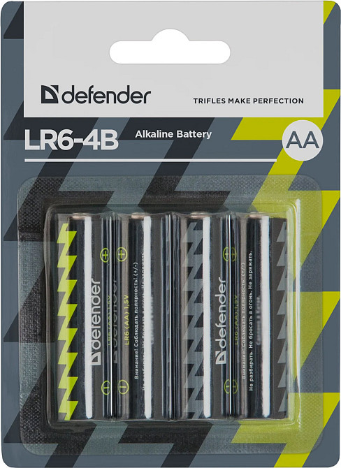 Батарейка AA/LR06 Лужна, Defender, (блістер 4 шт.) Вінниця - фото 3