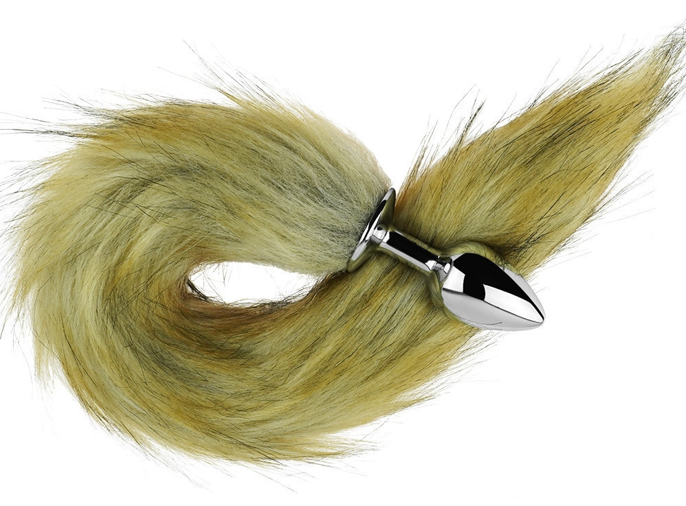 Анальна пробка з хвостом EGZO - Fox Tail Silver Plug Brown, size S Sex Aura Київ - фото 1