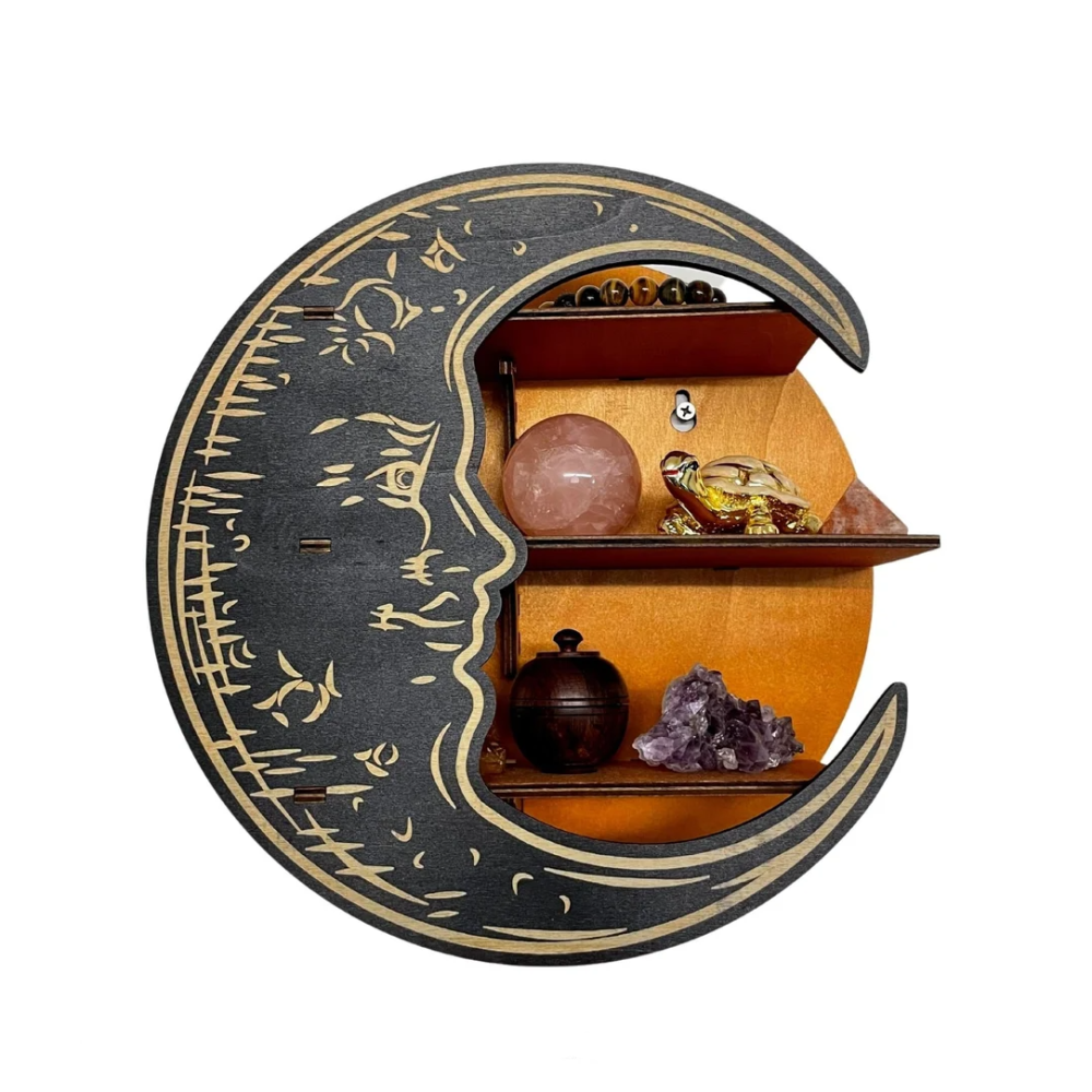 Настенная полка Луна, органайзер с 3 полками для украшений и декора, деревянная полка полумесяц, цвет Yellow Каменец-Подольский - изображение 1