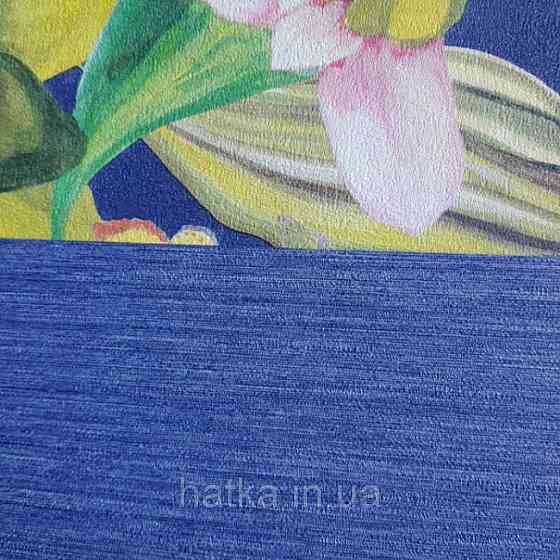 Обои виниловые Decoprint Breeze 0.53х10 м однотонные структурные тонкая полоска под ткань темно синие Киев