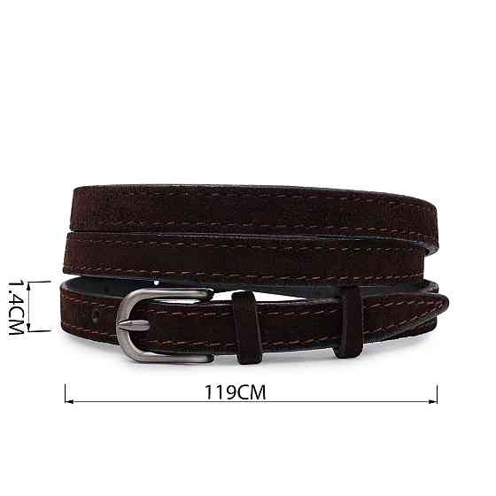 Тонкий замшевый ремень для женщин Vintage 20773 Темно-коричневый Киев