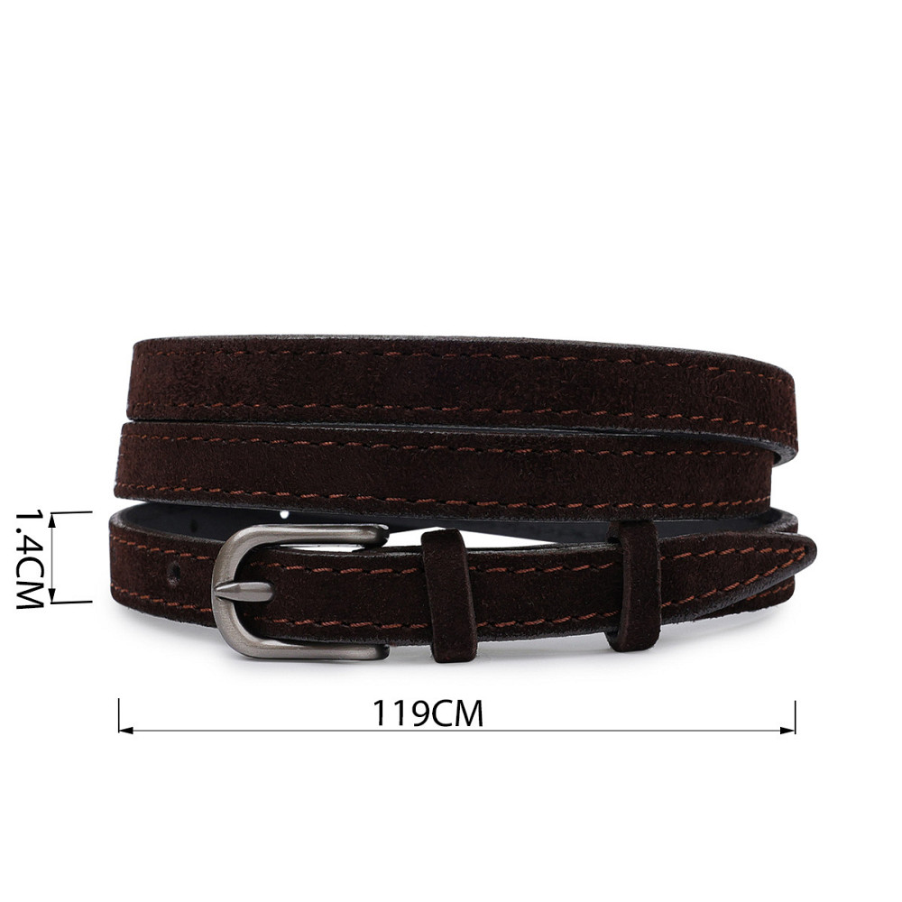 Тонкий замшевий ремінь для жінок Vintage 20773 Темно-коричневий Київ - фото 3