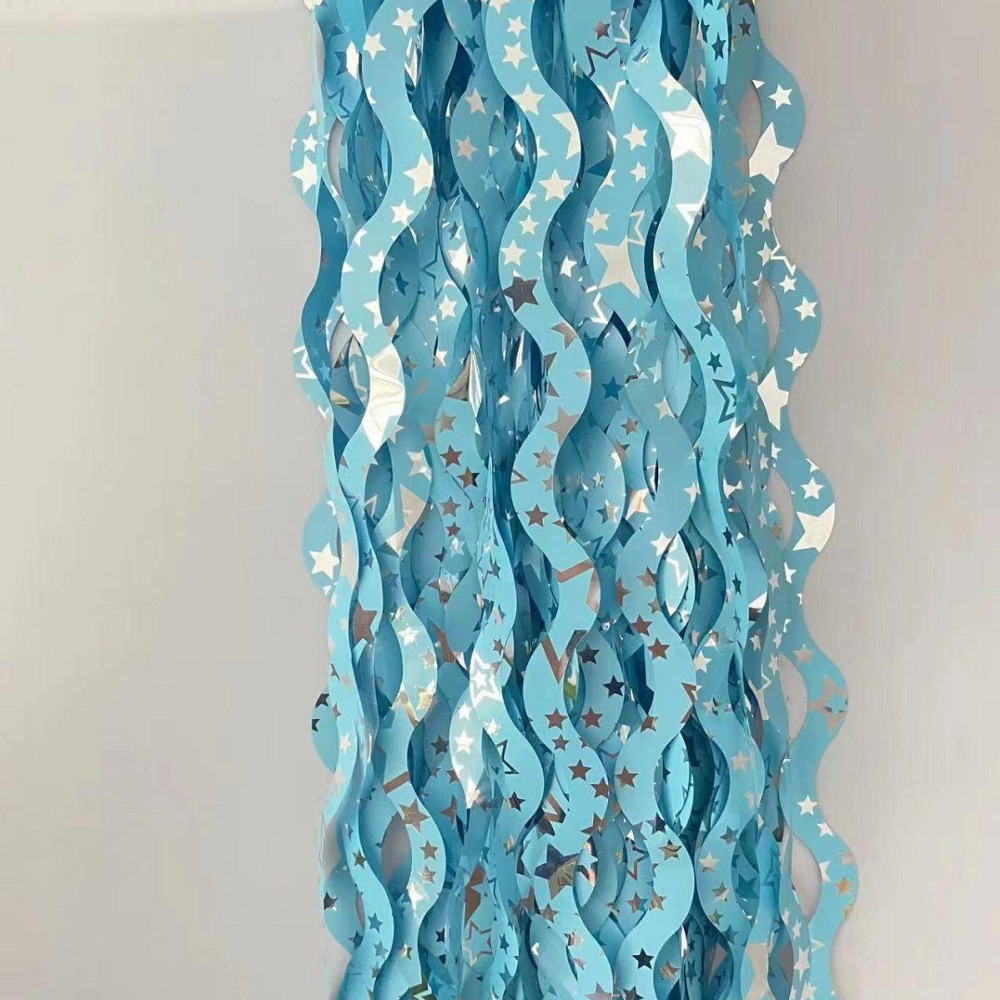 Дождик для фотозоны волнистый с принтом звездочек 2 м на 1 м голубо-серебристый Киев - изображение 2