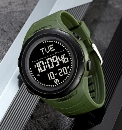 Годинник чоловічий наручний спортивний Skmei 2166 Compass з компасом і крокоміром (Зелений з чорним) Вінниця